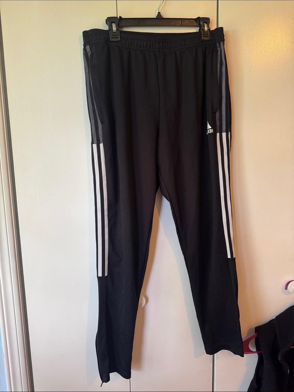 adidas Black men’s Joggers with White Side Stripes